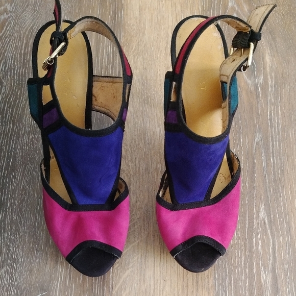 Nine West Pink and Purple Color Block Heels - Picture 4 of 7
